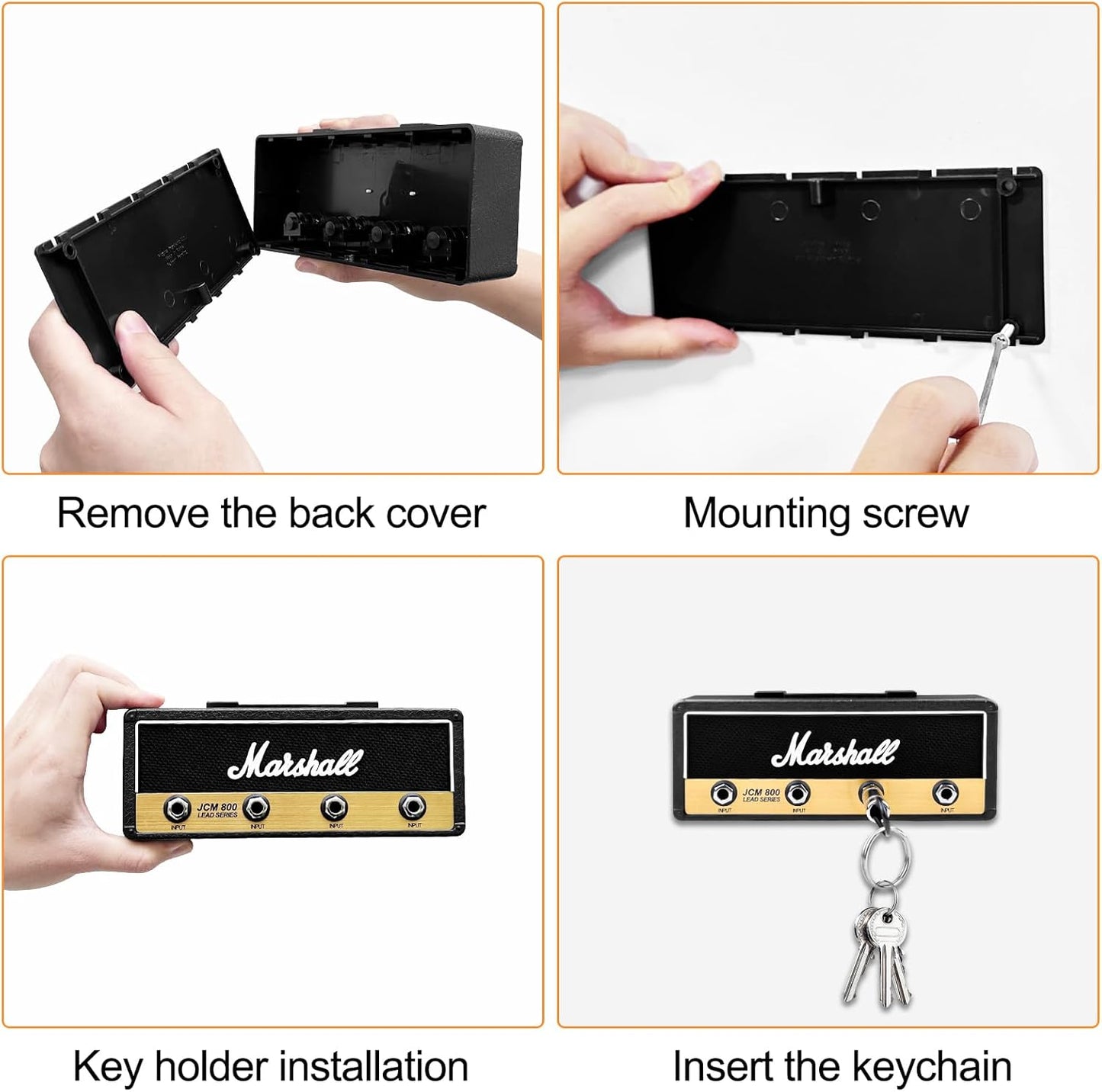 Portachiavi Da Parete, Porta Chiavi Da Muro, Appendichiavi, Oggetti Vintage Arredo, Key Holder Nero per Casa, Appendi Chiavi Con 4 Spine per Chitarra per Aree D'Ingresso E Dietro Le Porte